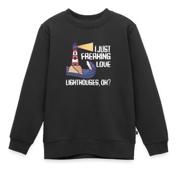 Lighthouse Seaside Nautical I just love lighthouse - Kids Premium Organic Sweatshirt - black - Front - AI Model Kid Female (0cm)