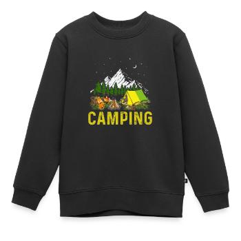 Camping Szene Lagerfeuer und Gitarrenmusik - Kinder Premium Organic Sweatshirt - Schwarz - Vorne - AI Model Kid Female (0cm)
