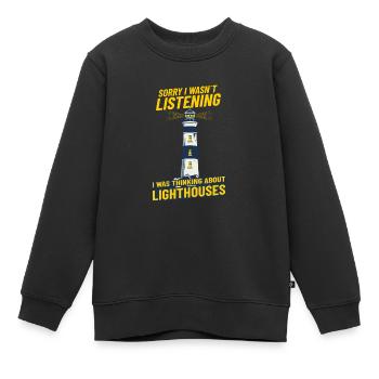Lighthouse Seaside thinking about lighthouses - Kids Premium Organic Sweatshirt - black - Front - AI Model Kid Female (0cm)