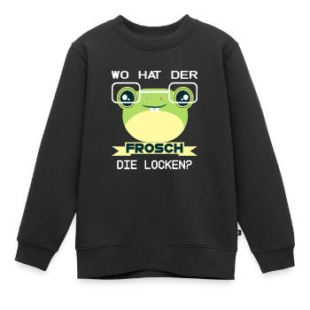 Frosch Frösche quak Kröte Lurch - Kinder Premium Organic Sweatshirt - Schwarz - Vorne - AI Model Kid Female (0cm)