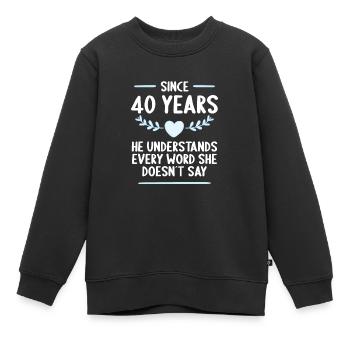 40 ans de mariage 40 ans - Sweat Premium enfant bio - noir - Devant - AI Model Kid Female (0cm)