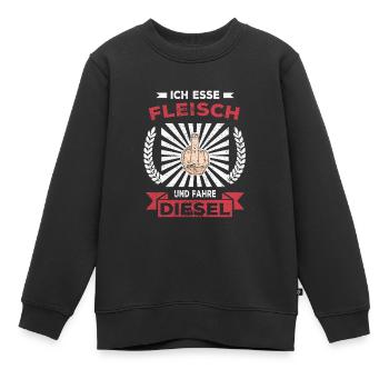 Ich esse Fleisch und fahre Diesel- lustiger Spruch - Kinder Premium Organic Sweatshirt - Schwarz - Vorne - AI Model Kid Female (0cm)