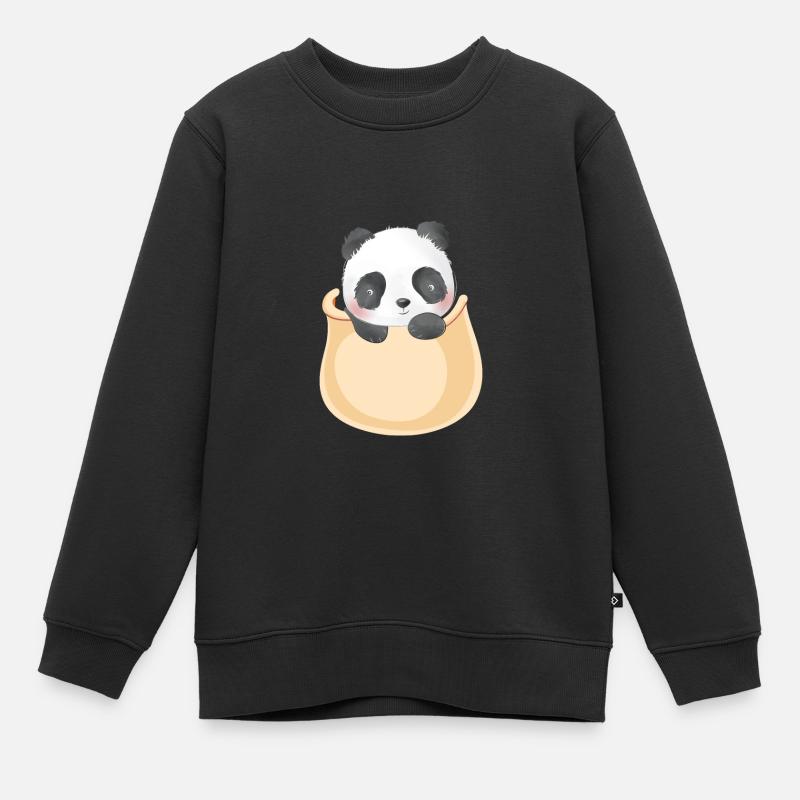 Marsupium Bébé Panda - Sweat Premium enfant bio - noir