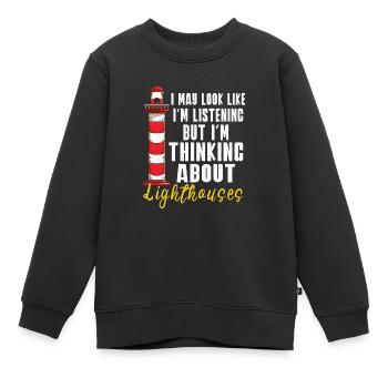 Lighthouse Seaside Nautical I Love Lighthouse - Kids Premium Organic Sweatshirt - black - Front - AI Model Kid Female (0cm)