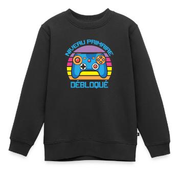 Niveau Primaire Débloqué rentrée scolaire école - Sweat Premium enfant bio - noir - Devant - AI Model Kid Female (0cm)