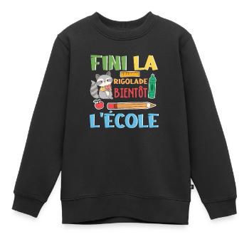 Fini La Rigolade Bientôt L École rentrée scolaire - Sweat Premium enfant bio - noir - Devant - AI Model Kid Female (0cm)