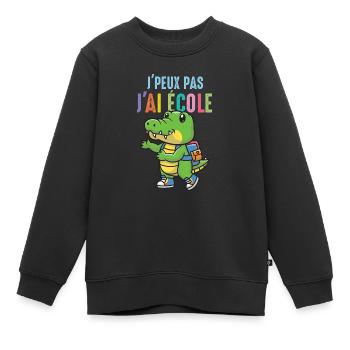 J'peux Pas J ai École crocodile rentrée des classe - Sweat Premium enfant bio - noir - Devant - AI Model Kid Female (0cm)