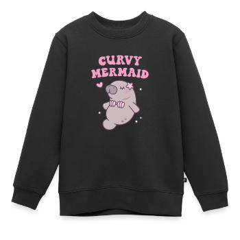 Lamantin mignon avec bikini Curvy Mermaid Funny - Sweat Premium enfant bio - noir - Devant - AI Model Kid Female (0cm)