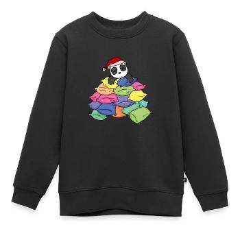 Panda und Kissen - Kinder Premium Organic Sweatshirt - Schwarz - Vorne - AI Model Kid Female (0cm)