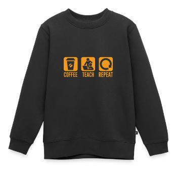 Repeating Coffee Lessons - Kids Premium Organic Sweatshirt - black - Front - AI Model Kid Female (0cm)