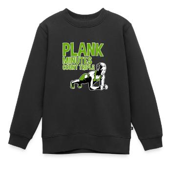 Plank Minutes Count Triple 2 - Kinder Premium Organic Sweatshirt - Schwarz - Vorne - AI Model Kid Female (0cm)