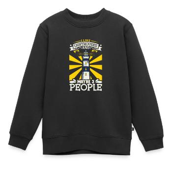 Lighthouse Seaside Nautical I Love Lighthouse - Kids Premium Organic Sweatshirt - black - Front - AI Model Kid Female (0cm)