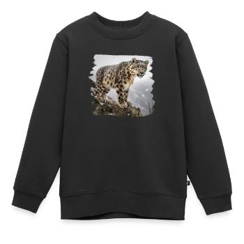 Snow Leopard Snow Leopard - Kids Premium Organic Sweatshirt - black - Front - AI Model Kid Female (0cm)