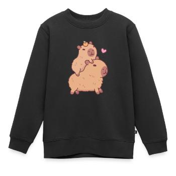 Süßes Baby-Capybara Trampt Eine Fahrt - Kinder Premium Organic Sweatshirt - Schwarz - Vorne - AI Model Kid Female (0cm)
