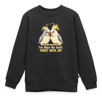 Valentinstag Turteltauben Vogelmotiv Romantisch - Kinder Premium Organic Sweatshirt - Schwarz - Vorne - AI Model Kid Female (0cm)