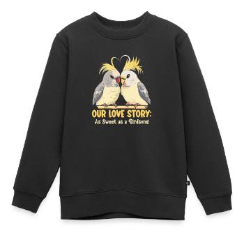 Valentinstag Turteltauben Vogelmotiv Romantisch - Kinder Premium Organic Sweatshirt - Schwarz - Vorne - AI Model Kid Female (0cm)