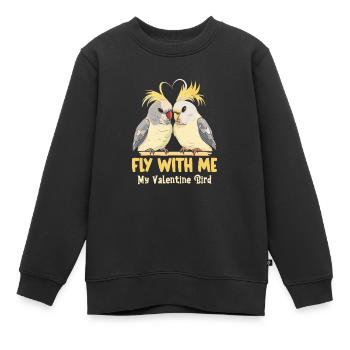 Valentinstag Turteltauben Vogelmotiv Romantisch - Kinder Premium Organic Sweatshirt - Schwarz - Vorne - AI Model Kid Female (0cm)
