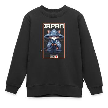 Chat d’Asie Samouraï japonais Samouraï - Sweat Premium enfant bio - noir - Devant - AI Model Kid Female (0cm)