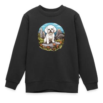 Hund Bichon Friesé - Kinder Premium Organic Sweatshirt - Schwarz - Vorne - AI Model Kid Female (0cm)