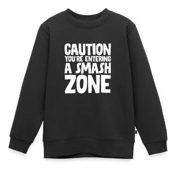Attention : vous entrez dans une zone de smash - Sweat Premium enfant bio - noir - Devant - AI Model Kid Female (0cm)