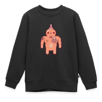 Lustiger muskulöser Lebkuchenmann - Kinder Premium Organic Sweatshirt - Schwarz - Vorne - AI Model Kid Female (0cm)