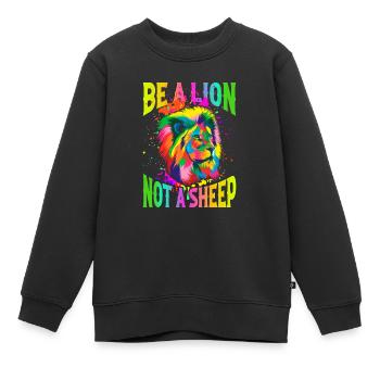 Sois un lion, pas un mouton - Sweat Premium enfant bio - noir - Devant - AI Model Kid Female (0cm)