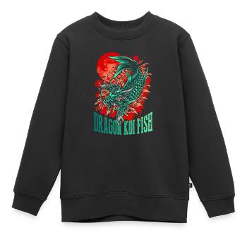 Poisson Koï Dragon - Sweat Premium enfant bio - noir - Devant - AI Model Kid Female (0cm)