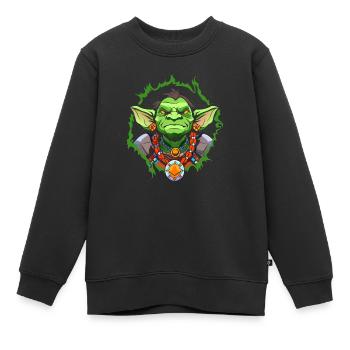 Grüner Kobold - Kinder Premium Organic Sweatshirt - Schwarz - Vorne - AI Model Kid Female (0cm)