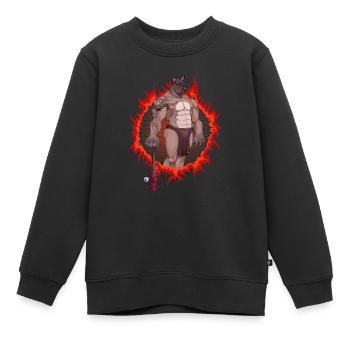 Chien mutant avec fond ardent - Sweat Premium enfant bio - noir - Devant - AI Model Kid Female (0cm)