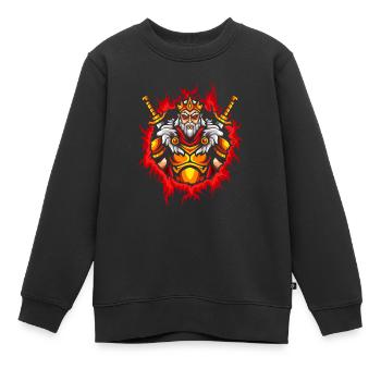 Monarch mit Halbtonfeuer-Hintergrund - Kinder Premium Organic Sweatshirt - Schwarz - Vorne - AI Model Kid Female (0cm)