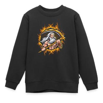 Uranus-Gott mit Halbtonfeuer-Hintergrund - Kinder Premium Organic Sweatshirt - Schwarz - Vorne - AI Model Kid Female (0cm)