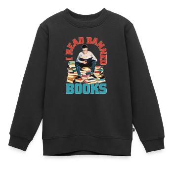 J’ai lu des livres interdits 91 - Sweat Premium enfant bio - noir - Devant - AI Model Kid Female (0cm)