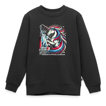 Patriotisme magique Licorne américaine États-Unis - Sweat Premium enfant bio - noir - Devant - AI Model Kid Female (0cm)