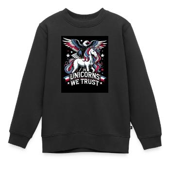 Magischer Patriotismus Amerikanischer Einhorn USA - Kinder Premium Organic Sweatshirt - Schwarz - Vorne - AI Model Kid Female (0cm)