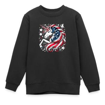 Patriotisme magique Licorne américaine États-Unis - Sweat Premium enfant bio - noir - Devant - AI Model Kid Female (0cm)