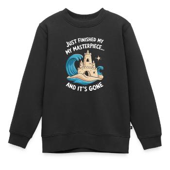 Kreative Sandburgen Kunst am Strand | Skulpturen - Kinder Premium Organic Sweatshirt - Schwarz - Vorne - AI Model Kid Female (0cm)