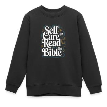 Self Care Tip Read The Bible - Kinder Premium Organic Sweatshirt - Schwarz - Vorne - AI Model Kid Female (0cm)