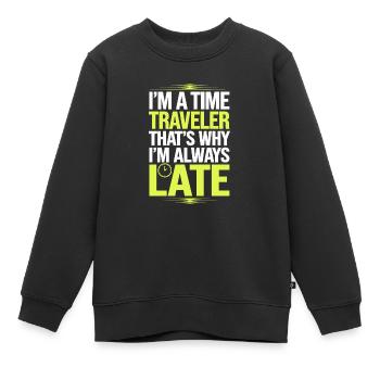 Passionné de science-fiction et de voyage dans le temps - Sweat Premium enfant bio - noir - Devant - AI Model Kid Female (0cm)
