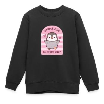 Süßer Pinguin Watscheln Ich mache ohne dich Valentinstag Wortspiel - Kinder Premium Organic Sweatshirt - Schwarz - Vorne - AI Model Kid Female (0cm)
