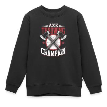 Axe Throwing Target Practice Lumberjack Sport - Kinder Premium Organic Sweatshirt - Schwarz - Vorne - AI Model Kid Female (0cm)