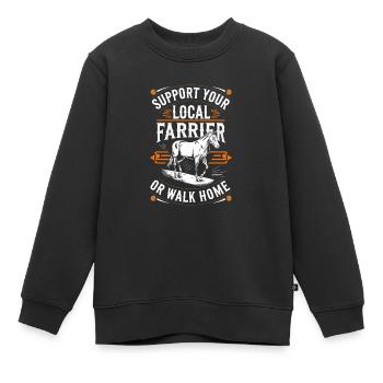 Farrier Horse Hoof Care Specialist Horseshoe - Kids Premium Organic Sweatshirt - black - Front - AI Model Kid Female (0cm)