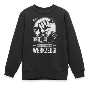 Hände weg von meinem Werkzeug - Kinder Premium Organic Sweatshirt - Schwarz - Vorne - AI Model Kid Female (0cm)
