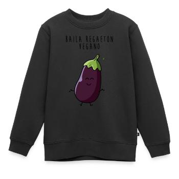 regaeton aubergine végétalien Baila - Sweat Premium enfant bio - noir - Devant - AI Model Kid Female (0cm)