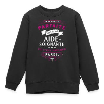 Aide-soignnate Parfaite - Sweat Premium enfant bio - noir - Devant - AI Model Kid Female (0cm)