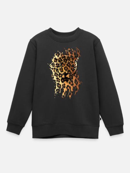 Leopard in Tarnung - Kinder Premium Organic Sweatshirt - Schwarz
