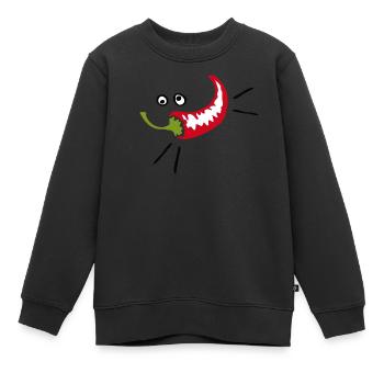 hot_pepper - Kids Premium Organic Sweatshirt - black - Front - AI Model Kid Female (0cm)