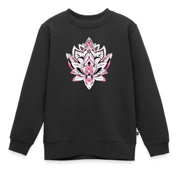 lotus mandala couleur rose - Sweat Premium enfant bio - noir - Devant - AI Model Kid Female (0cm)