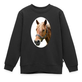 Cheval. Cheval. - Sweat Premium enfant bio - noir - Devant - AI Model Kid Female (0cm)