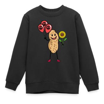 Cacahuète Paix Tournesol Mouvement pour la Paix Paix - Sweat Premium enfant bio - noir - Devant - AI Model Kid Female (0cm)