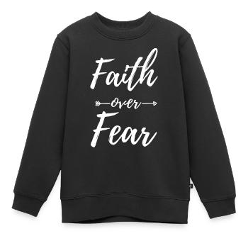 La foi plutôt que la peur - Sweat Premium enfant bio - noir - Devant - AI Model Kid Female (0cm)